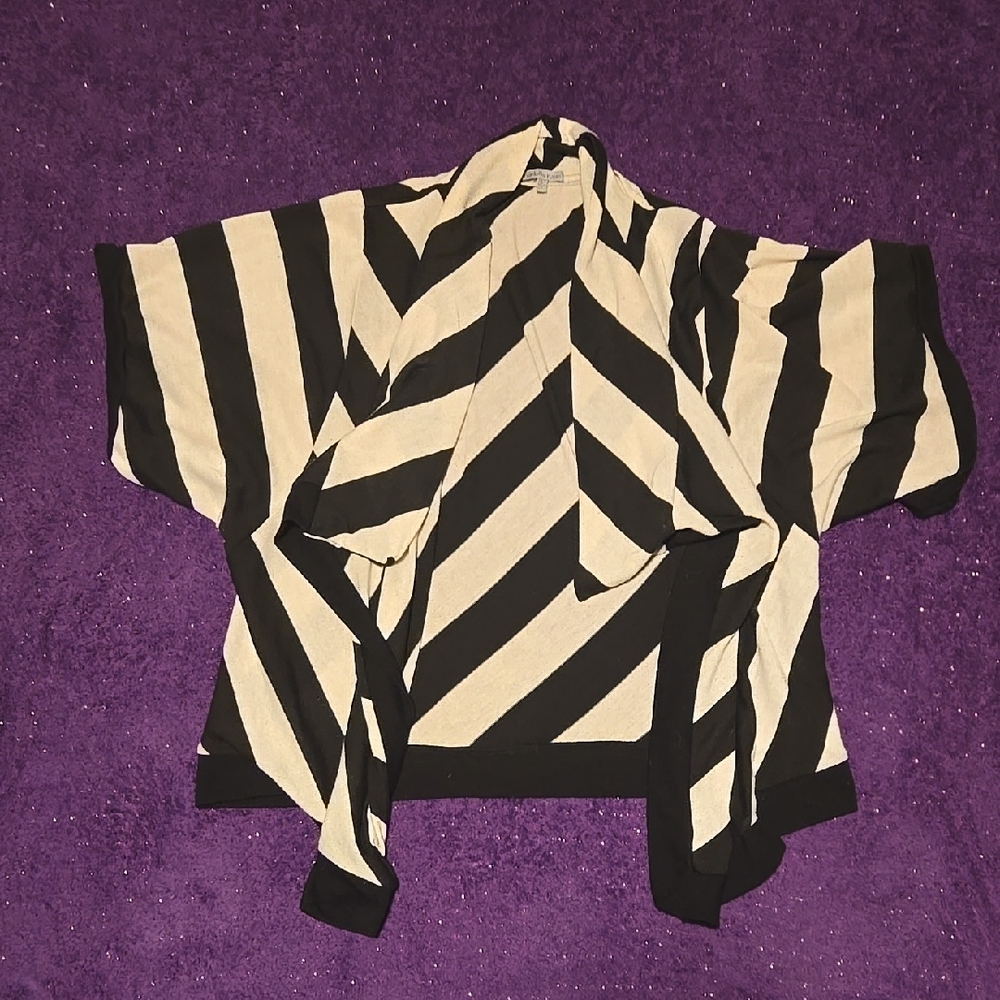 Charlotte Russe Black and Cream Striped Cardigan